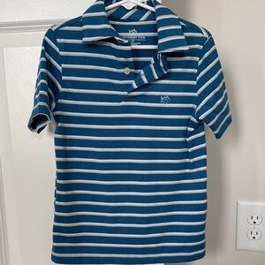 Southern Tide Teal and White Striped Boys' Polo
